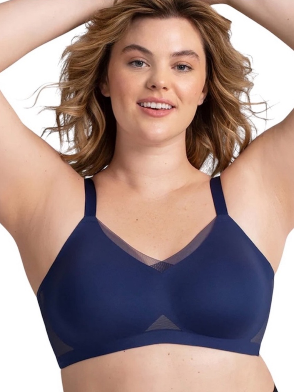Honeylove CrossOver Bra Size L Large Blue Mesh Wireless Convertible Straps